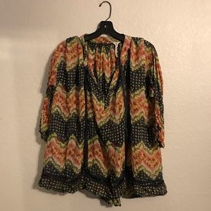 Free people tunic top with tie detail at neck